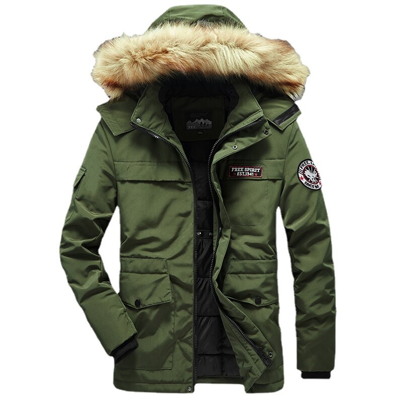 2022 Winter Militaire Cargo Zip Up Camouflage Jas Mannen Dikke Warme Parka Fur Hooded Kleding Fashion Oversize 4XL 5XL Jas