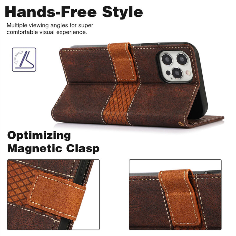 Leather Flip Phone Case For iPhone 14 13 12 Mini 11 Pro X XS Max XR 8 7 6 6S Plus SE 2020 2022 Wallet Magnetic Card Slots Cover