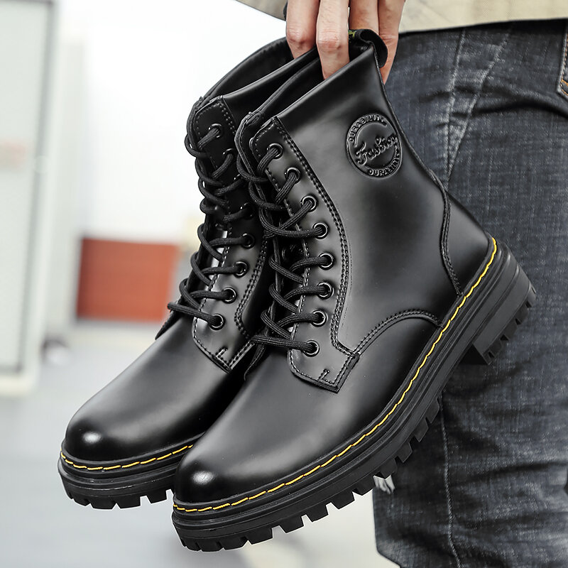 34-45 Martens Chunky Motorcycle Boots for Couples Autumn 2022 Round Toe Lace-up Combat Martin Boots Ladies Designer Shoes