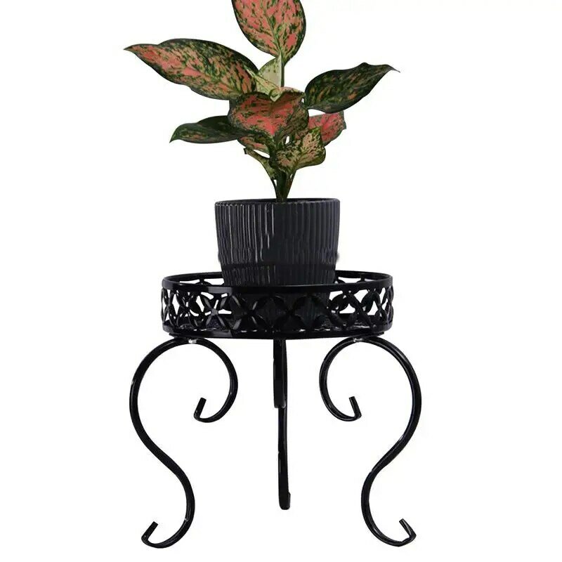Metal Plant Stand Modern Metal Potted Plant Stand Indoor Outdoor Retro Flower Pot Stand Holder Black White Planter Display Rack