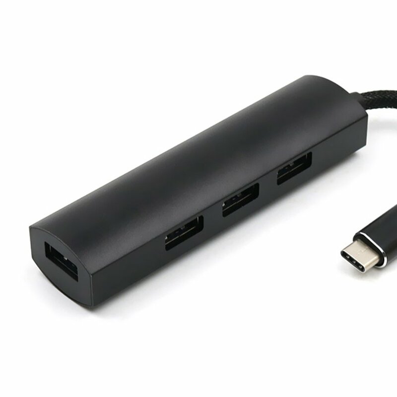 Adaptador de extensión de concentrador de red 4 en 1 multifuncional tipo C a USB 3,0, tamaño portátil, adecuado para portátiles
