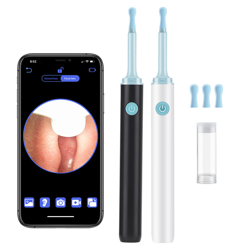 3.9mm WiFi Visual Ear Spoon 5.0MP Otoscope Camera Endoscope LED Luminous Ear Wax Removal Clean Teeth Oral Inspection Borescope