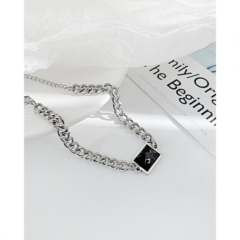 Pulsera de plata 2022 personalizada para mujer, brazalete de acero inoxidable Simple y fácil de combinar, a la moda, de circonita cuadrada de Hip Hop
