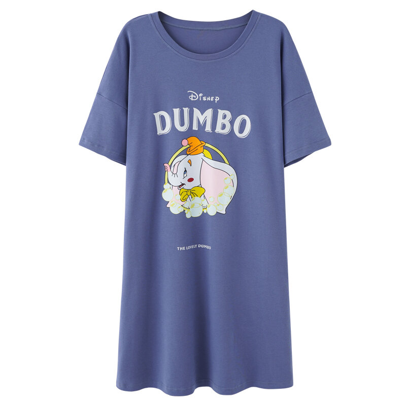 Gaun Malam Wanita Disney Lingerie Dumbo Gaun Malam Lucu Baju Tidur Katun Baju Tidur Gaun Malam Pakaian Tidur Musim Panas Pakaian Tidur Longgar