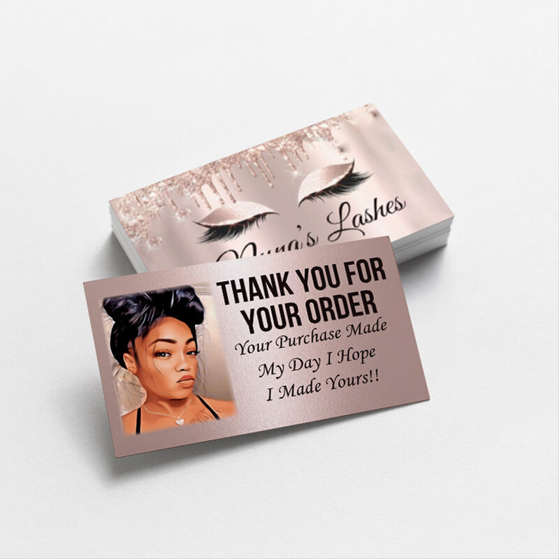 100pcs Custom cheap customized double-sided printing Makeup eyelashes Cosmetics business card 300GMG paper Thank You Cards