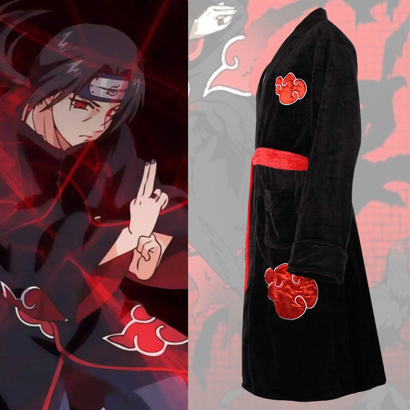 Naruto anime periferiche cosplay camicia da notte Uchiha Itachi accappatoio Sasuke flanella allungata spessa simpatico cartone animato accappatoio creativo