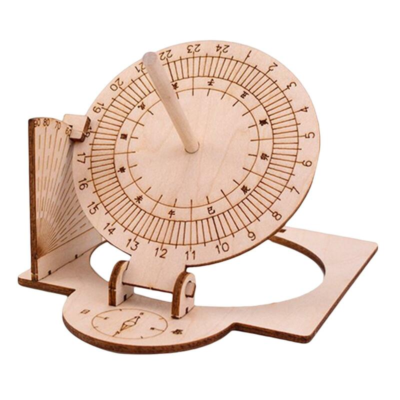 Equatorial relógio de sol diy modelo científico de madeira para adultos e crianças material premium brinquedos educativos duráveis