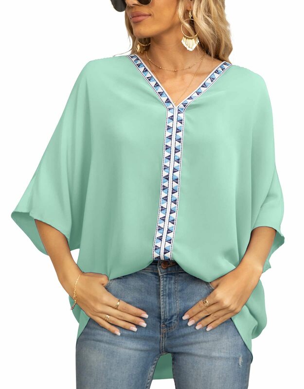 Summer woman tshirts women chiffon shirt v-neck short sleeved shirt dolman sleeve tops shirts for women new