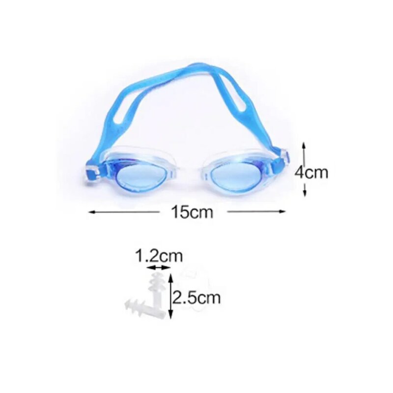 1 Set 수영 고글 HD 방수 PVC 안티-안개 수영 안경 귀마개와 수영 안경 소년 소녀 어린이 방수 고글