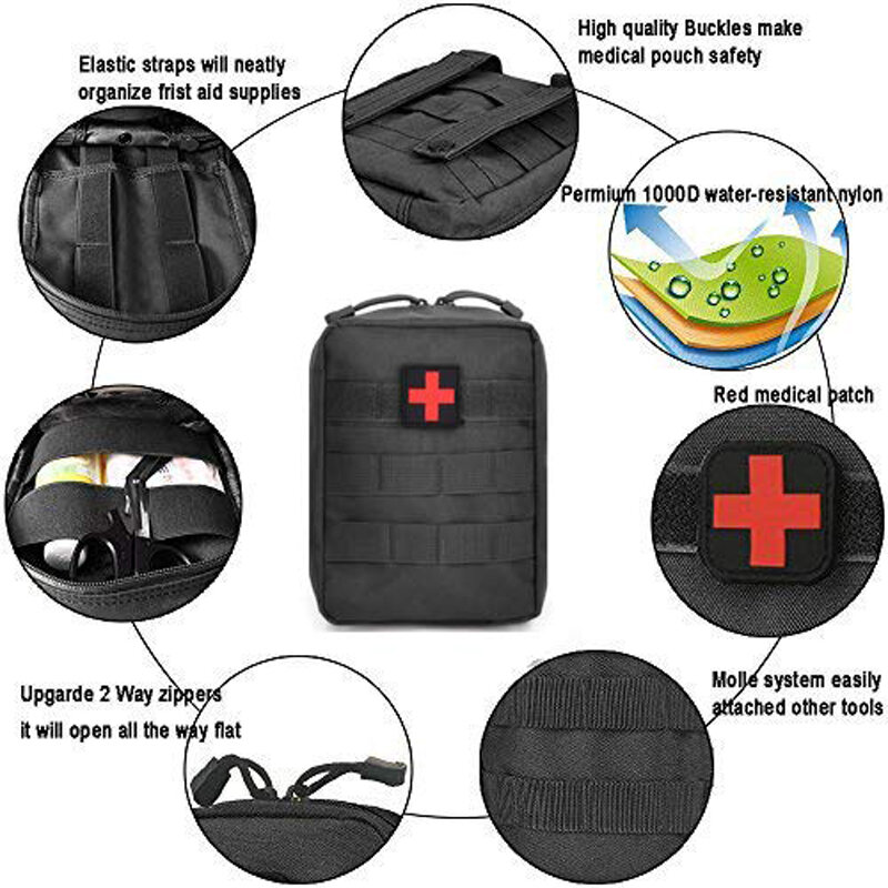 Kit de primeros auxilios para acampada, bolsa táctica de cintura médica, paquete de emergencia para viajes al aire libre, bolsa Molle de tela Oxford