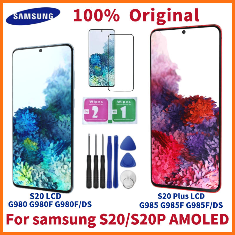 Original AMOLED For Samsung Galaxy S20 Lcd G980F/DS Display Touch Screen Digitizer s20 plus Display G985F G986B LCD With defect