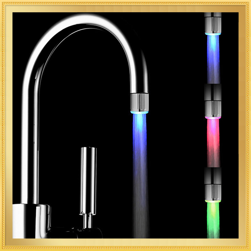 Temperatura sensível 1/3/7-color light-up torneira da cozinha banheiro brilho de poupança de água torneira aerador bico chuveiro