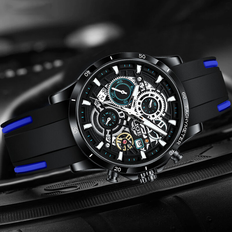 LIGE 남성용 군용 스포츠 시계 남성용 최고 브랜드 럭셔리 실리콘 시계 패션 방수 석영 손목 시계 Man Montre Homme