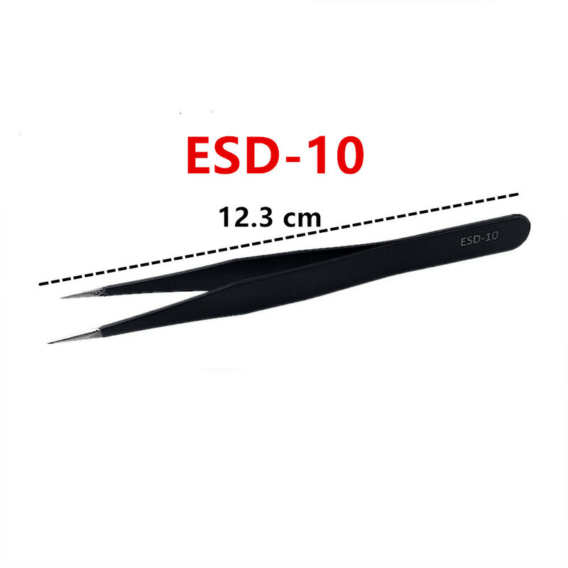 Pinzette ESD 10 pezzi spessore acciaio inossidabile 1.5mm pinzetta di precisione antistatica per orologi kit di strumenti di riparazione PCBA telefono