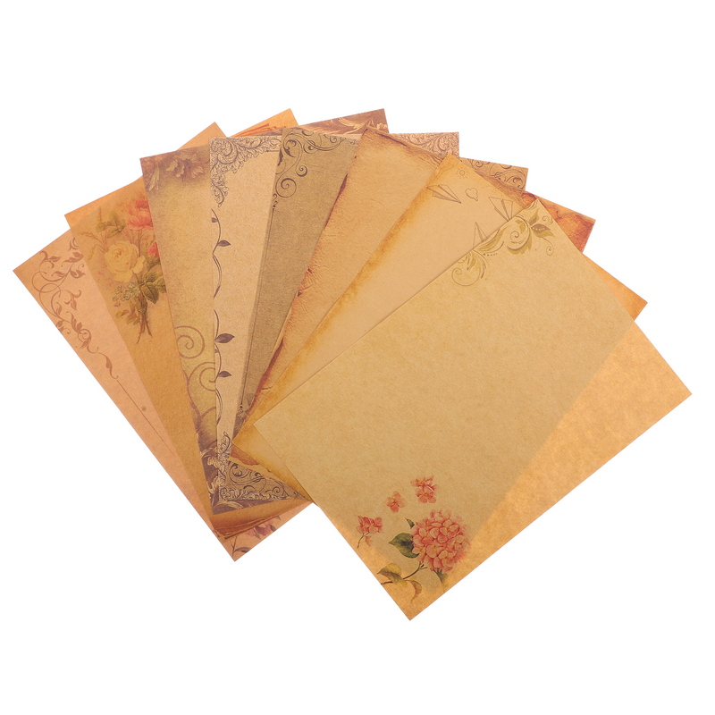 8pcs Flower Vintage Design Letter Paper Painting Letter Paper for Home School
