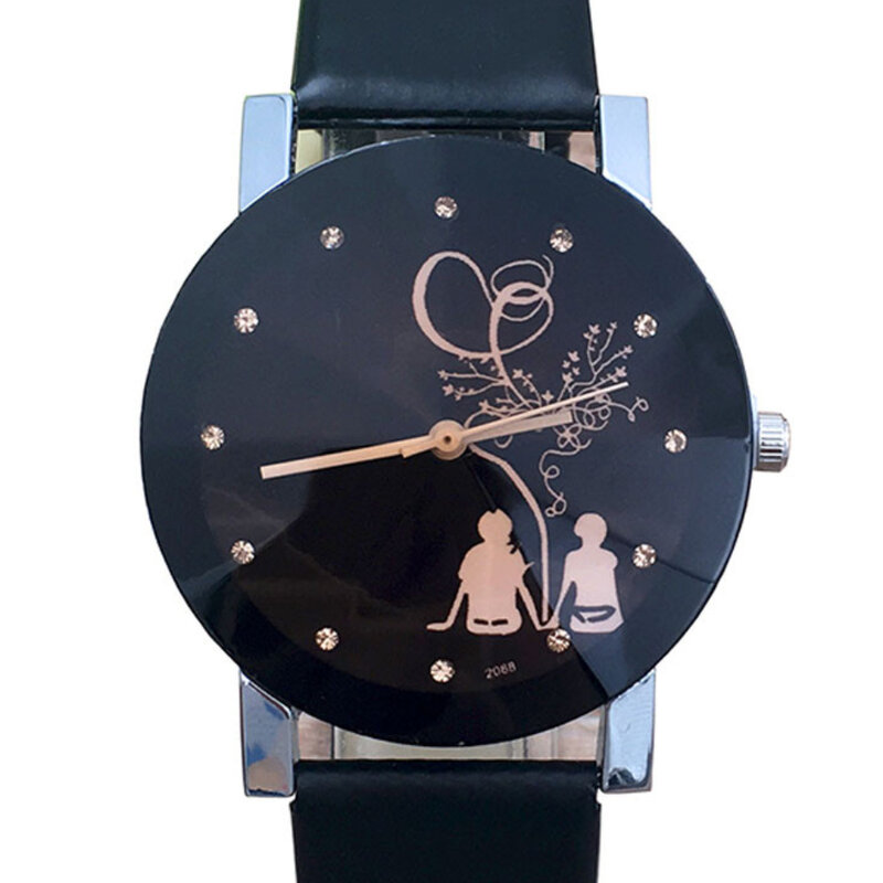 학생 애호가 로맨틱 다이얼 시계, 커플 가죽 아날로그 쿼츠 손목시계, 여성 또는 남성용 선물, 1 PC, Reloj Mujer Hombre, 신제품