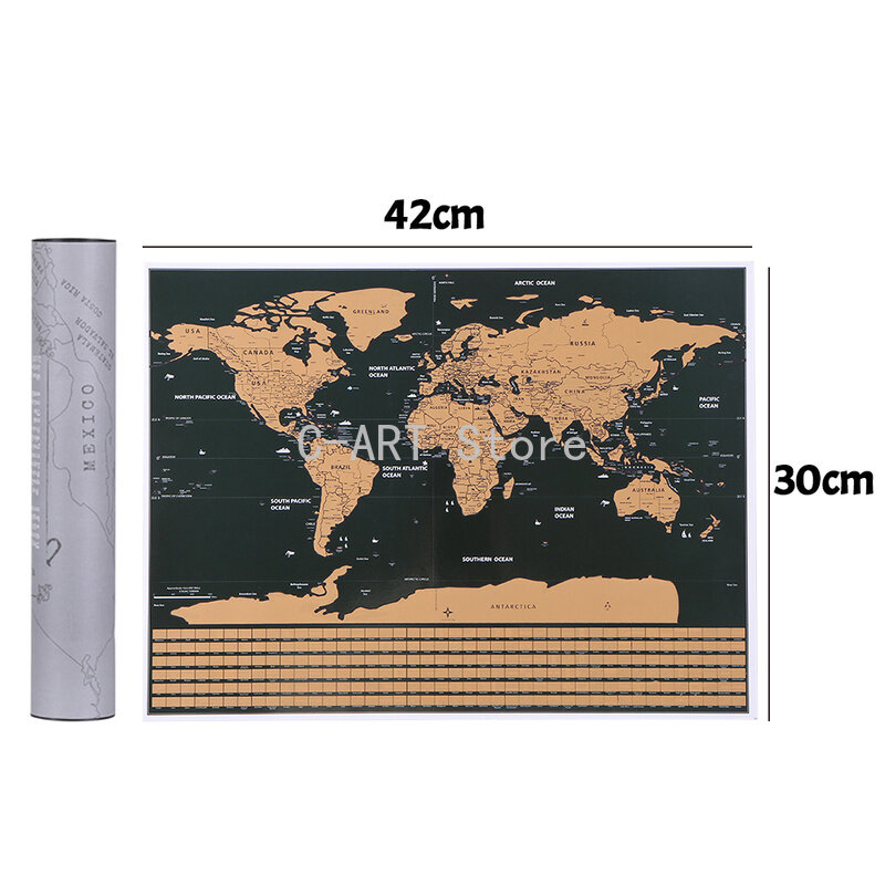 Erase World Travel Map Scratch Off World Map Travel Scratch For Map 42*30cm Room Home Office Decoration Wall Stickers