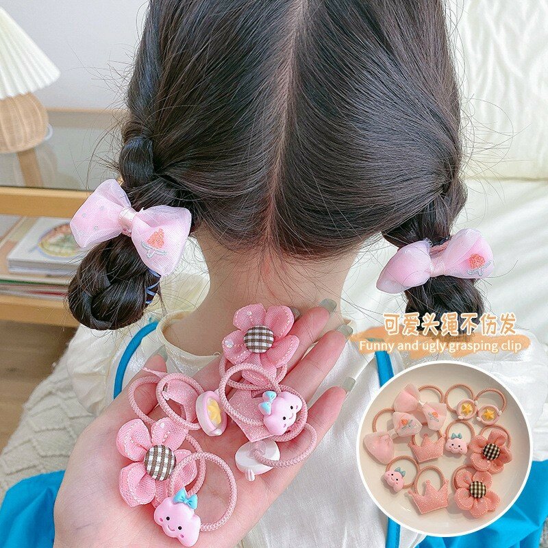 Children's Rubber Bands Do Not Hurt Hair Elastic Good Head Rope Girls' Flower Hair Ring New Princess Hair Accessories