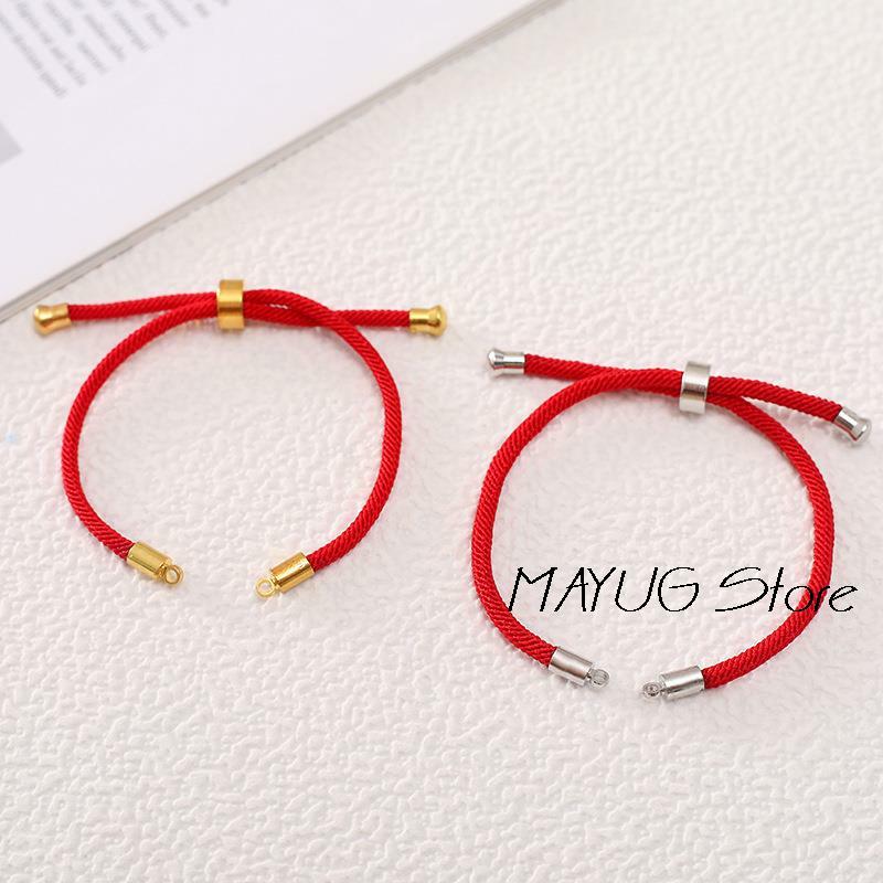 5PCS 2mm 3mm accessori corda rossa nera catena a maglie regolabili per connettori fai da te Charms braccialetti fai da te creazione di gioielli