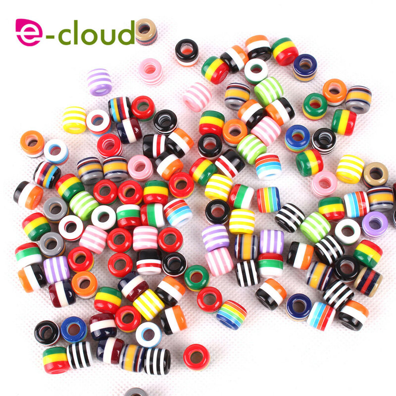 50Pcs/Pack multi coloured  hair Beads and dreadlock Beads cuffs clips approx 6mm hole for hair braids dreadlock Accessories