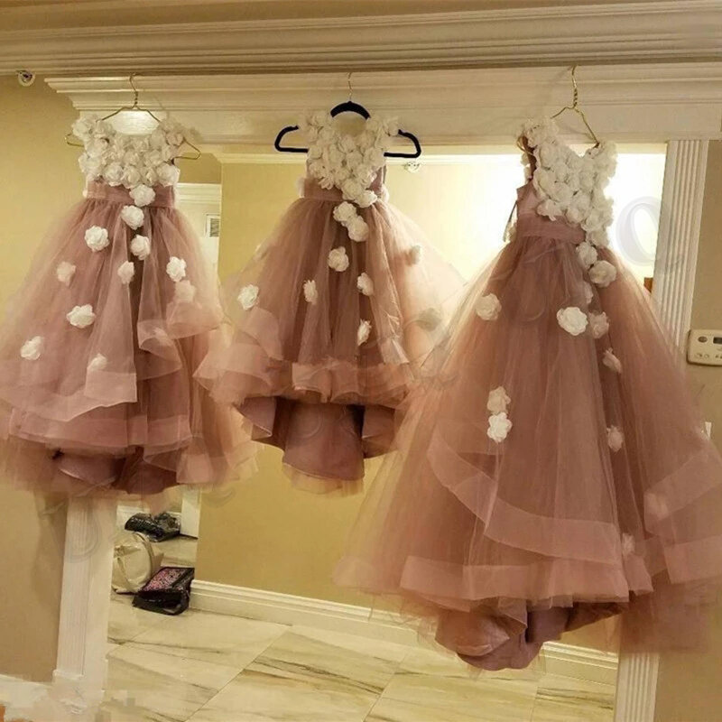 Xuất Sắc Aline Đầm Hoa Bé Gái Hoa Trắng Tập Đi Trẻ Em Couture Sinh Nhật Cưới ĐẦM DỰ TIỆC Trang Phục Đầu Tiên Comunion
