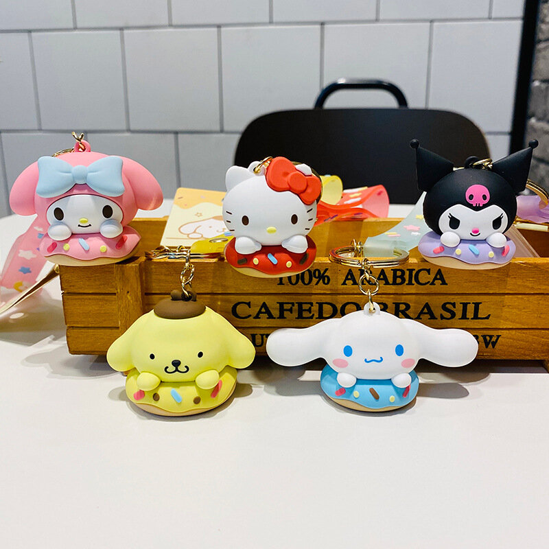 Dễ Thương Sanrio Hello Kitty Kuromi Mỹ Giai Điệu Cinnamoroll Hình Di Động Điện Thoại Phụ Kiện Móc Khóa Túi Treo Búp Bê Mặt Dây Chuyền Trẻ Em