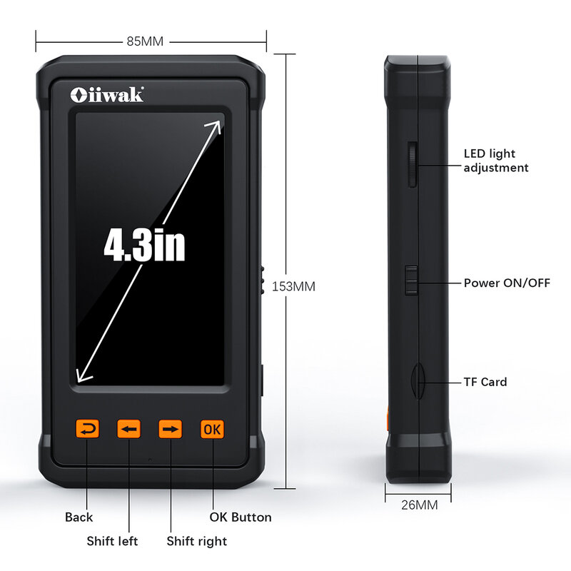 Oiiwak-cámara endoscópica impermeable, boroscopio con pantalla de 4,3 pulgadas, 5,5mm, 1080P, HD