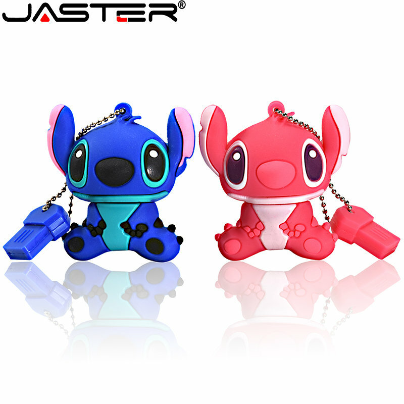 JASTER Cute Cartoon USB Flash Drive 64GB 32GB Stitch Pen Drive 16GB 8GB with Key Chain Memory stick 4GB Gift For Children U disk