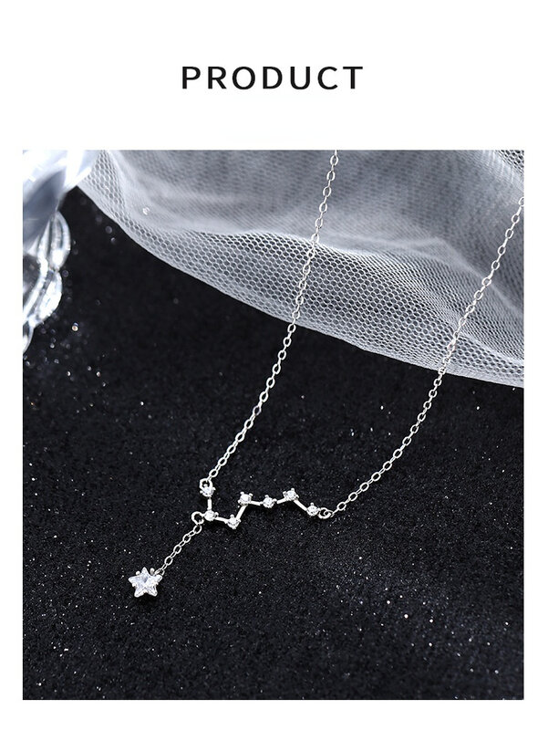 925 Sterling Silver Seven Star Necklace Zircon Ladies Necklace High Quality Collar New Female 2022 Jewelry Pendant Chain Gift