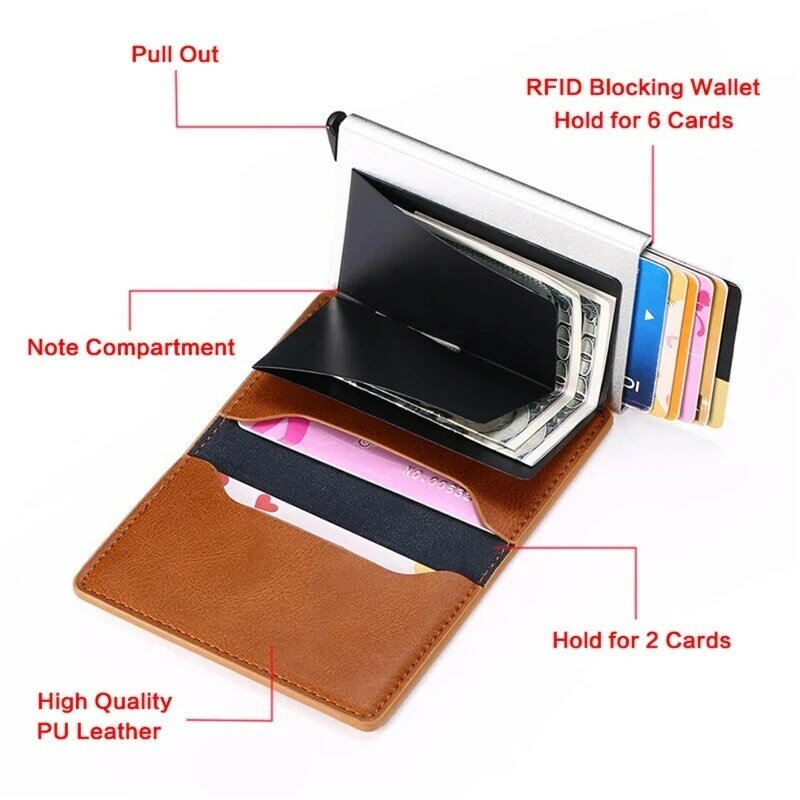 Металлический держатель для визиток и кредитных карт, с Rfid-защитой и защитой от кражи