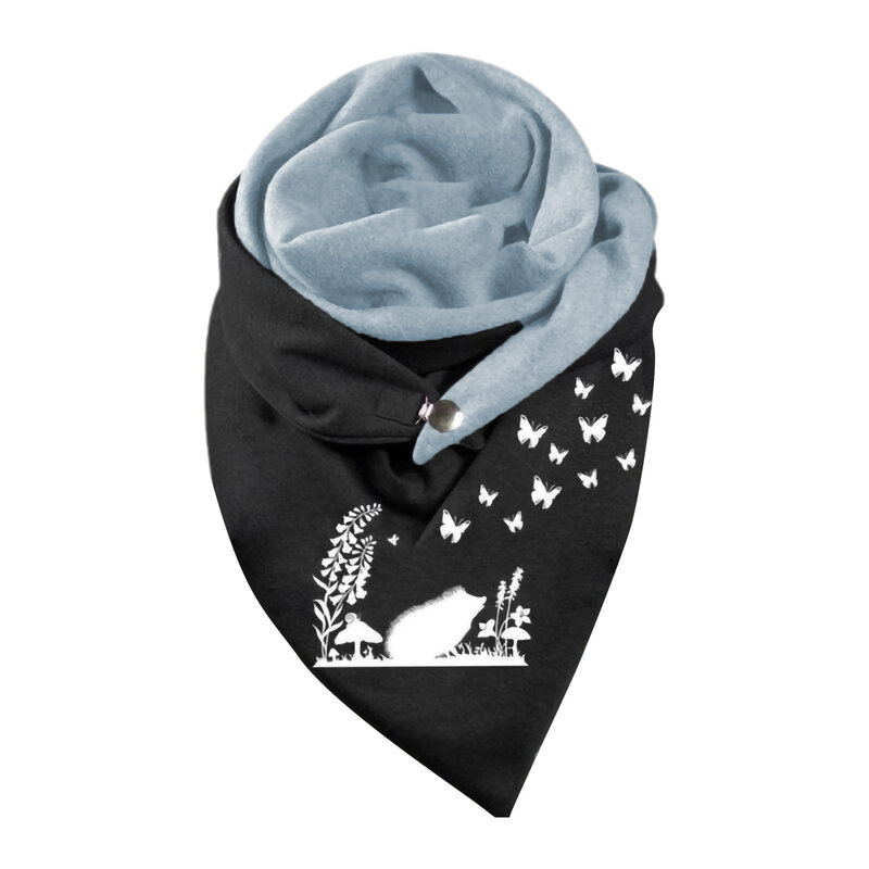 Button Soft Wrap Winter Warm Scarf Shawls Printing Women Scarf Adult Hiking Scarf for Outdoor Hiking Sports