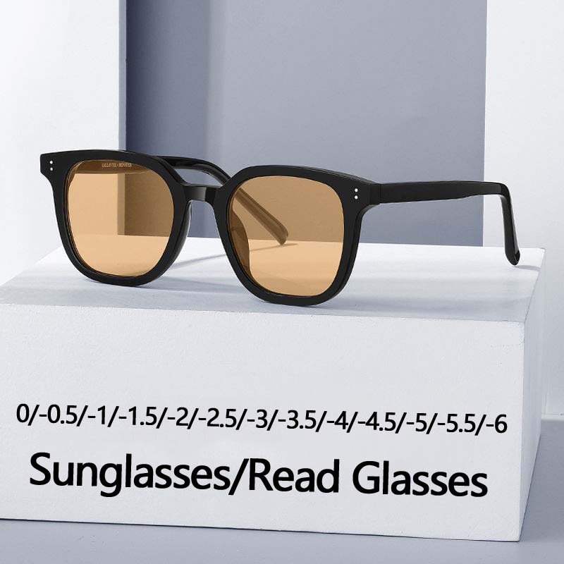 -0.5 -1.0 -1.5 para-6.0 miopia óculos de sol diopter polarizado óculos de sol para homens míopes mulheres quadro quadrado