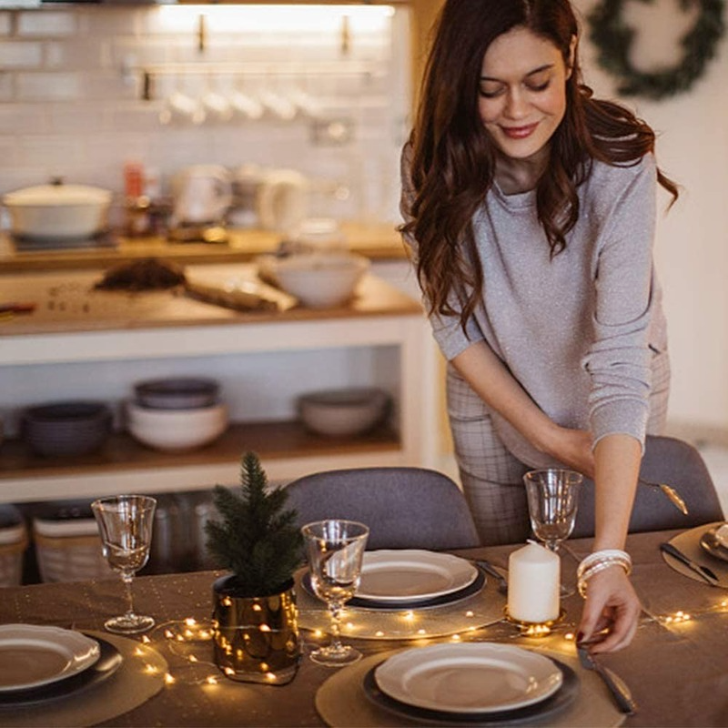 Guirlande lumineuse à 20 LED en fil de cuivre, lumière féerique, blanc chaud, pour la maison, décor de fête de mariage, de noël, éclairage de vacances