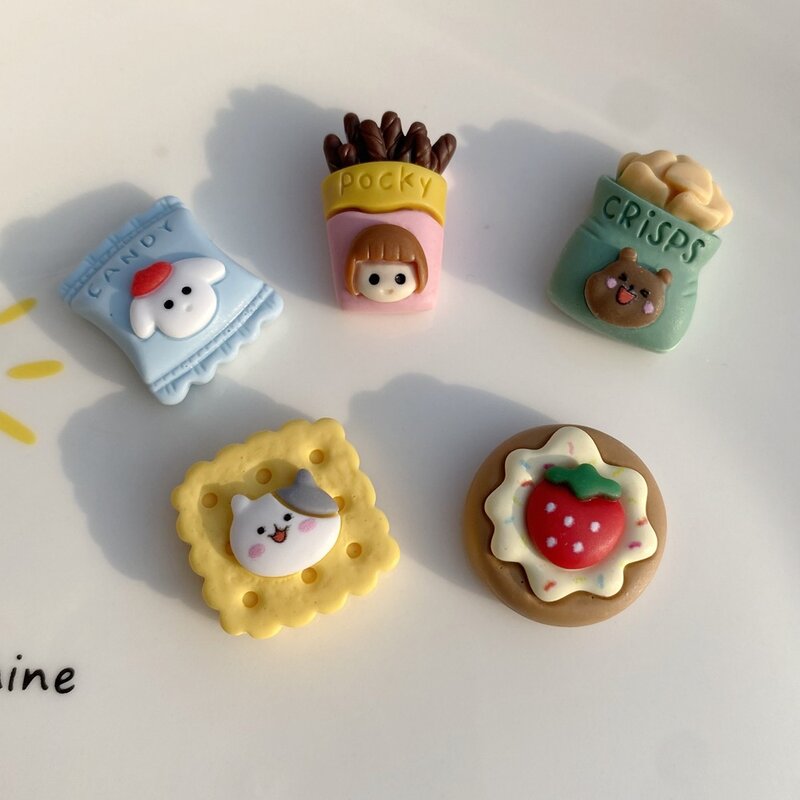 Resin DIY Material Cabochons Embellishment Jewelry Making Supplies For Handmade Earring Decoration Cute Cartoon Biscuit
