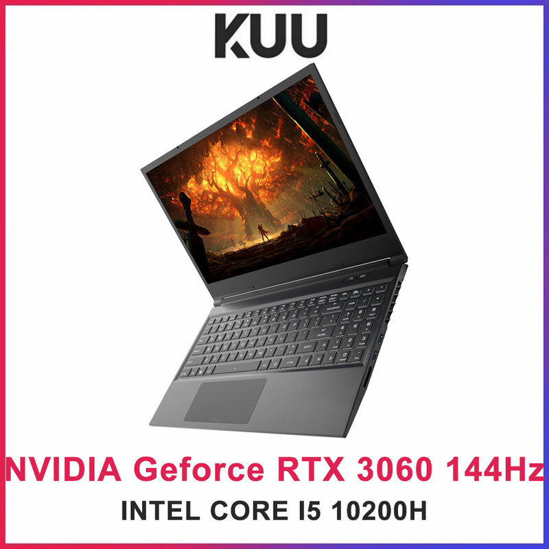 15.6 Inch NVIDIA Geforce 3060 144HZ Laptops Intel Core i5 10200H Notebook  Windows 11 Metal 16GB RAM 512G WiFi 6 Gaming Computer