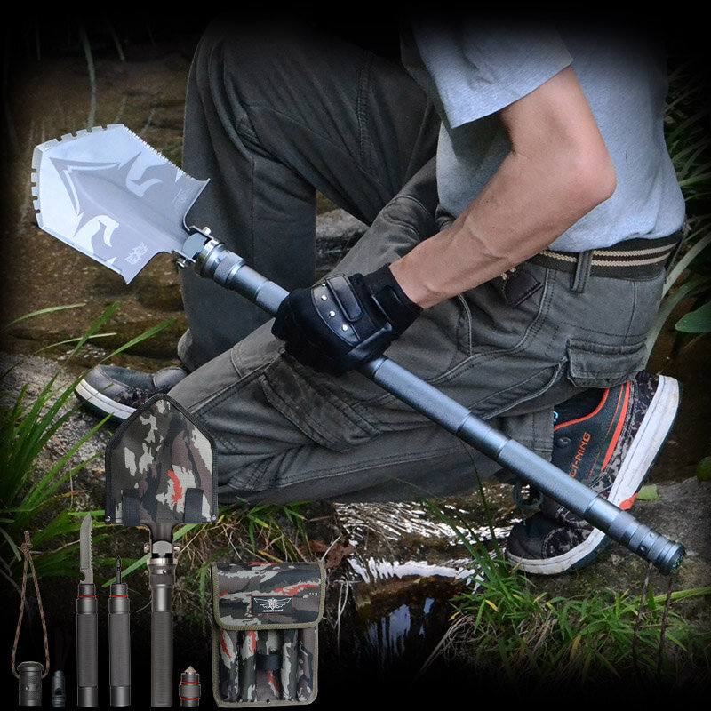 Sobrevivência pá tático pá ferramenta multifuncional ferramentas de dobramento equipamento acampamento engrenagem do jardim