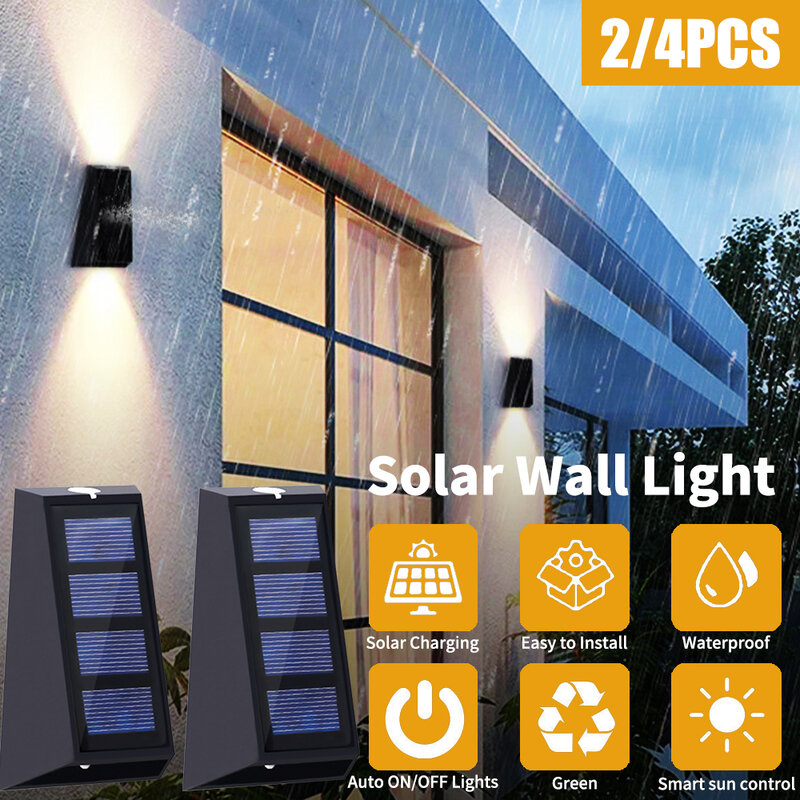 LITOM – lampe solaire LED imperméable, éclairage d'extérieur, applique murale, idéal pour un jardin, un plancher, un balcon, un sentier ou une clôture