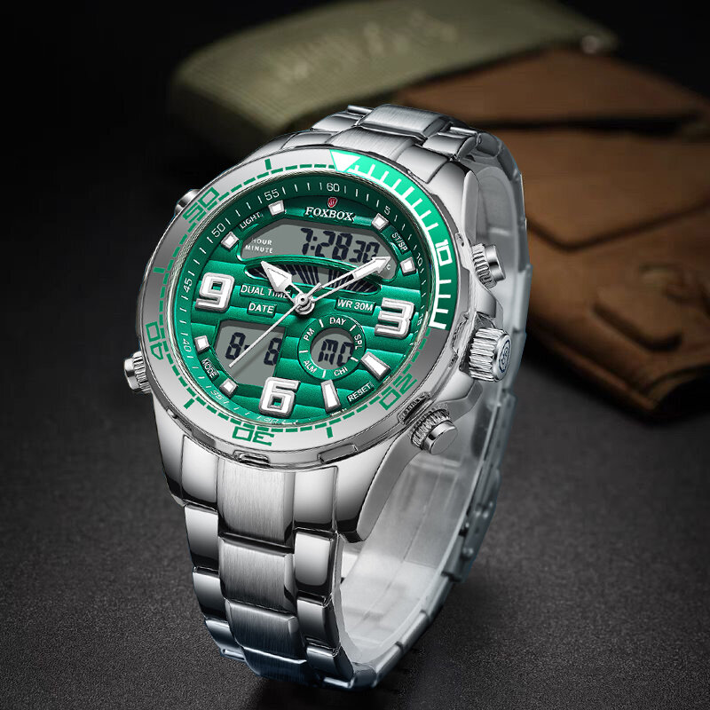 Luksusowa marka LIGE sportowy cyfrowy zegarek dla mężczyzn pasek stalowy wodoodporny chronograf budzik Luminous kwarcowy zegarek męski