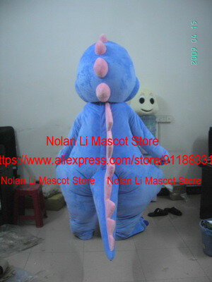 Costume de mascotte de dinosaure bleu oligMaterial, ensemble de dessin animé, jeu publicitaire, fête d'anniversaire, haute qualité, taille adulte, 207