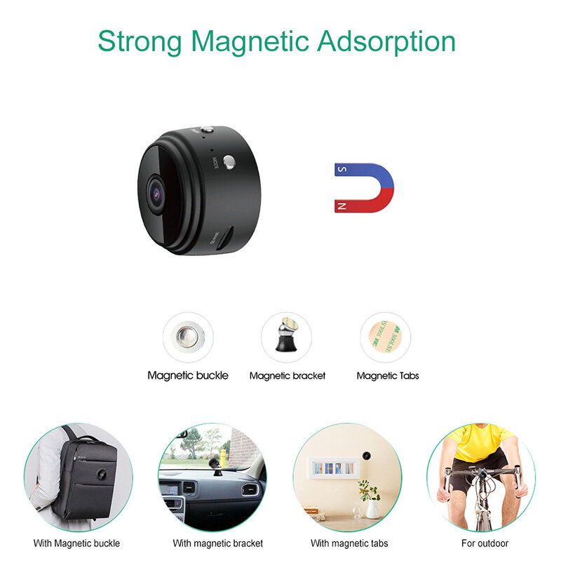 Kamera Mini 1080P Nirkabel Pintar Keamanan Rumah Magnetik Penglihatan Malam Webcam Jarak Jauh Camcorder Mini Pengawasan Wifi Elektronik