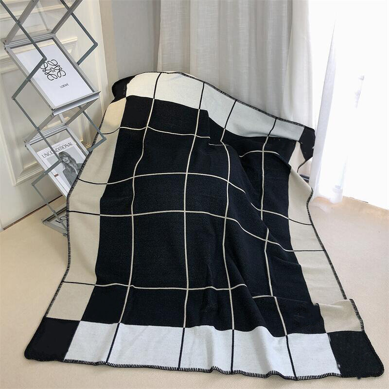 Manta de Cachemira a cuadros para el hogar y la Oficina, manta de lana de punto de lana, manta portátil para cama, sofá, manta de siesta, marca de diseñador
