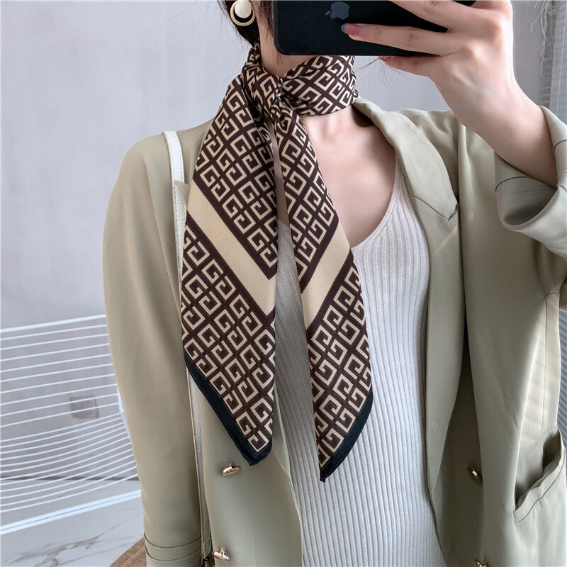 Bufanda de diseño de seda gruesa para mujer, Hijab estampado, chal de lujo, 2022