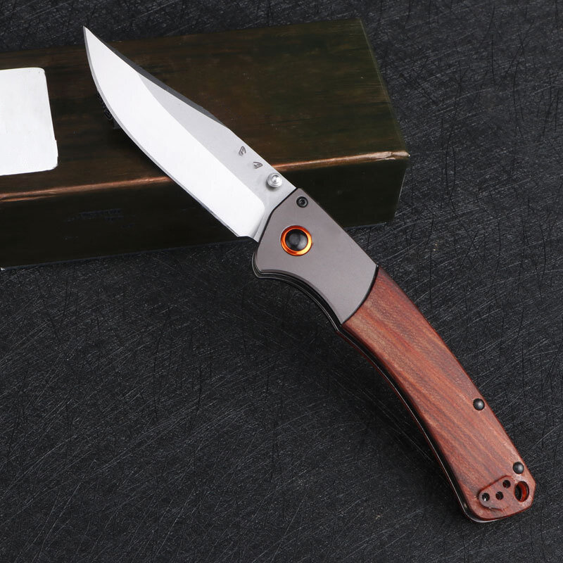 Cuchillo plegable de madera multiestilo BM 15080 9cr18mov, hoja de defensa al aire libre, campo de sable, Knives-BY01 de bolsillo de supervivencia