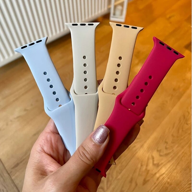 Sports silicone Strap For Apple Watch 6 Series SE 754321 41MM 45 44MM 40MM Rubber Watch band Strap for iWatch 42MM 38MM Bracelet