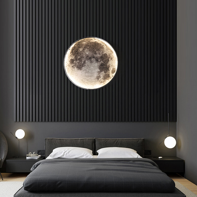 Современная светодиодная настенная лампа в виде Луны, комнатное освещение для спальни, гостиной, комнаты, украшение для дома, декоративные светильники, лампы с блесками