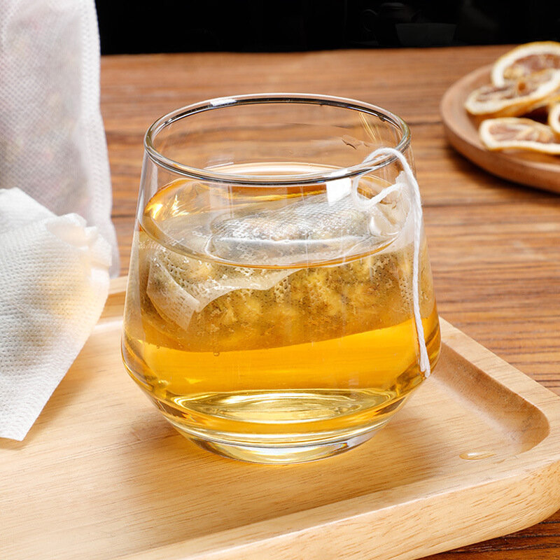 100 sacos de filtro descartáveis dos saquinhos de chá dos pces com corda cura o selo não-tecido da especiaria da tela filtra teabags para o chá solto da erva