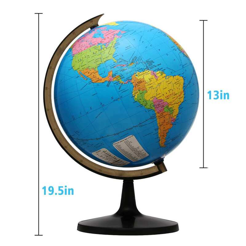 13in/33cm 360° Rotating Student Globe Geography Educational Decoration Children Learn Large Globe World Earth Map Teaching Aids