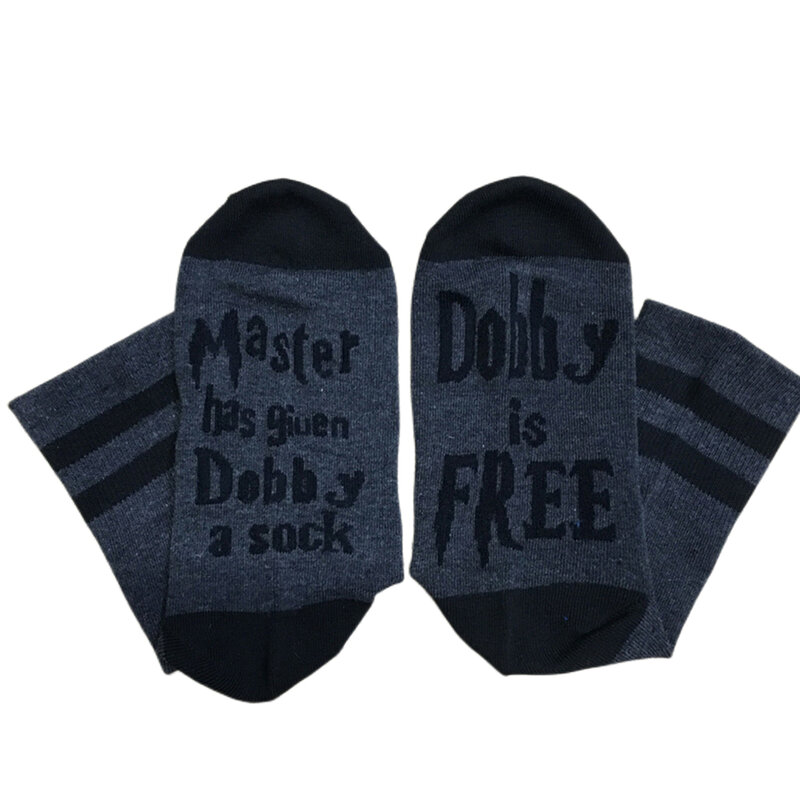 Novelty ‘Master Has Given Dobby A Sock‘ ‘Dobby Is Free’ Men Funny Soft Cotton Casual Letter Sokken Dropship