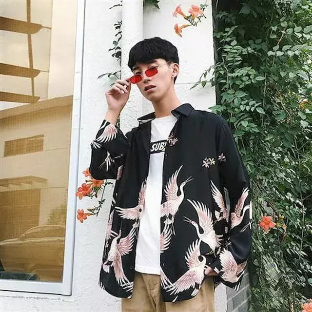 Chemise à manches longues pour hommes et femmes, Goth printemps automne coréen Harajuku BF Grunge rétro foncé Hip-Hop Couple chemise tactique foudre