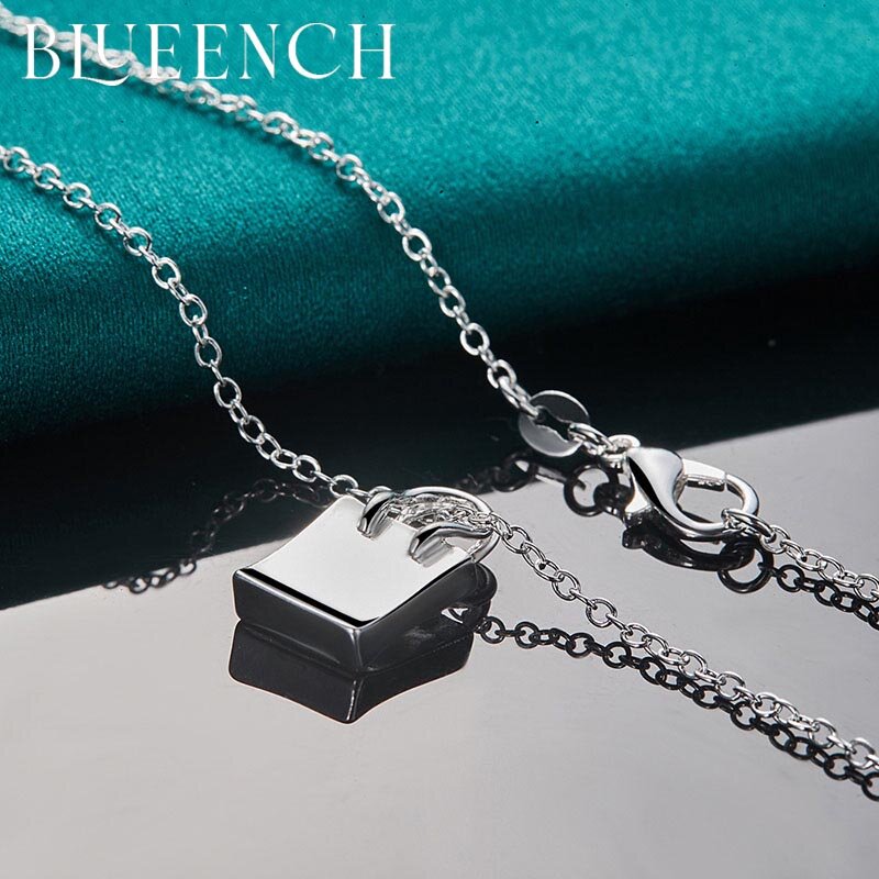 Blueench 925 prata esterlina saco pingente 16-30 Polegada corrente colar para mulheres noivado casamento moda jóias
